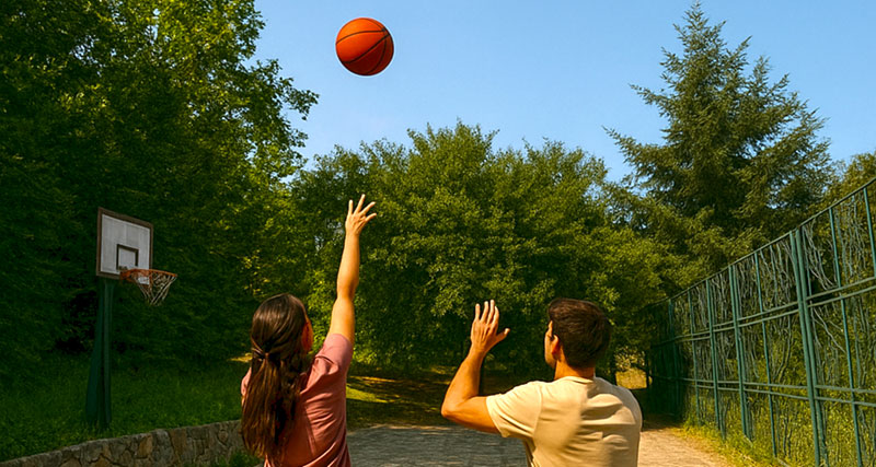 Sportski tereni Fruška gora romantično brvnara kamin basket boćanje i rekreacija